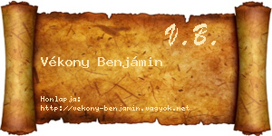 Vékony Benjámin névjegykártya